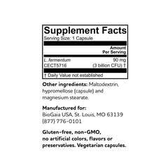 Elactia probiotic ingredients and nutrition facts label