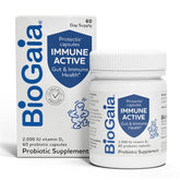 BioGaia Immune Active bottle and capsules on white background