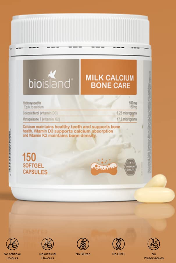 Packaging of Bio Island Milk Calcium Bone Care Softgel Capsules