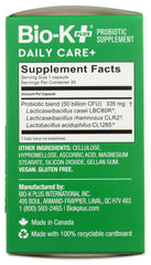 Nutritional facts panel of Bio-K Plus DailyCare