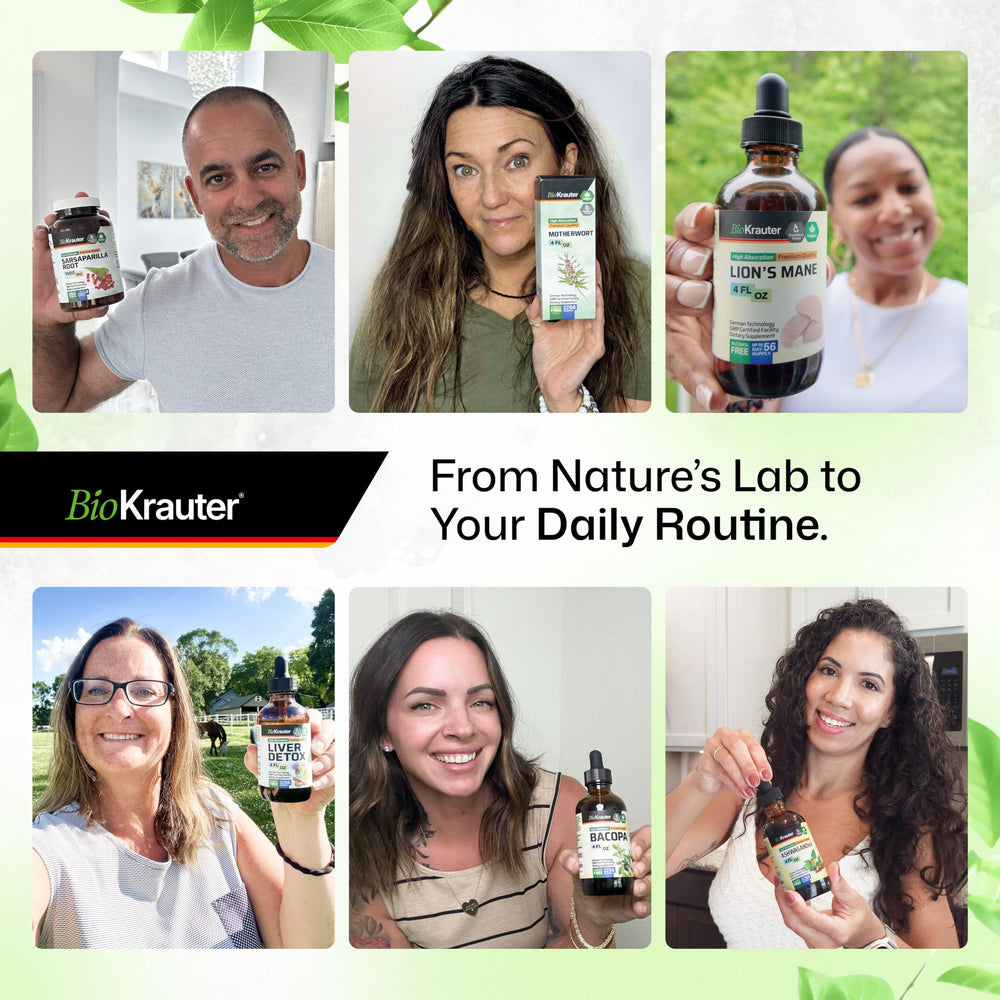 Side view of BIO KRAUTER 4oz mushroom tincture bottle