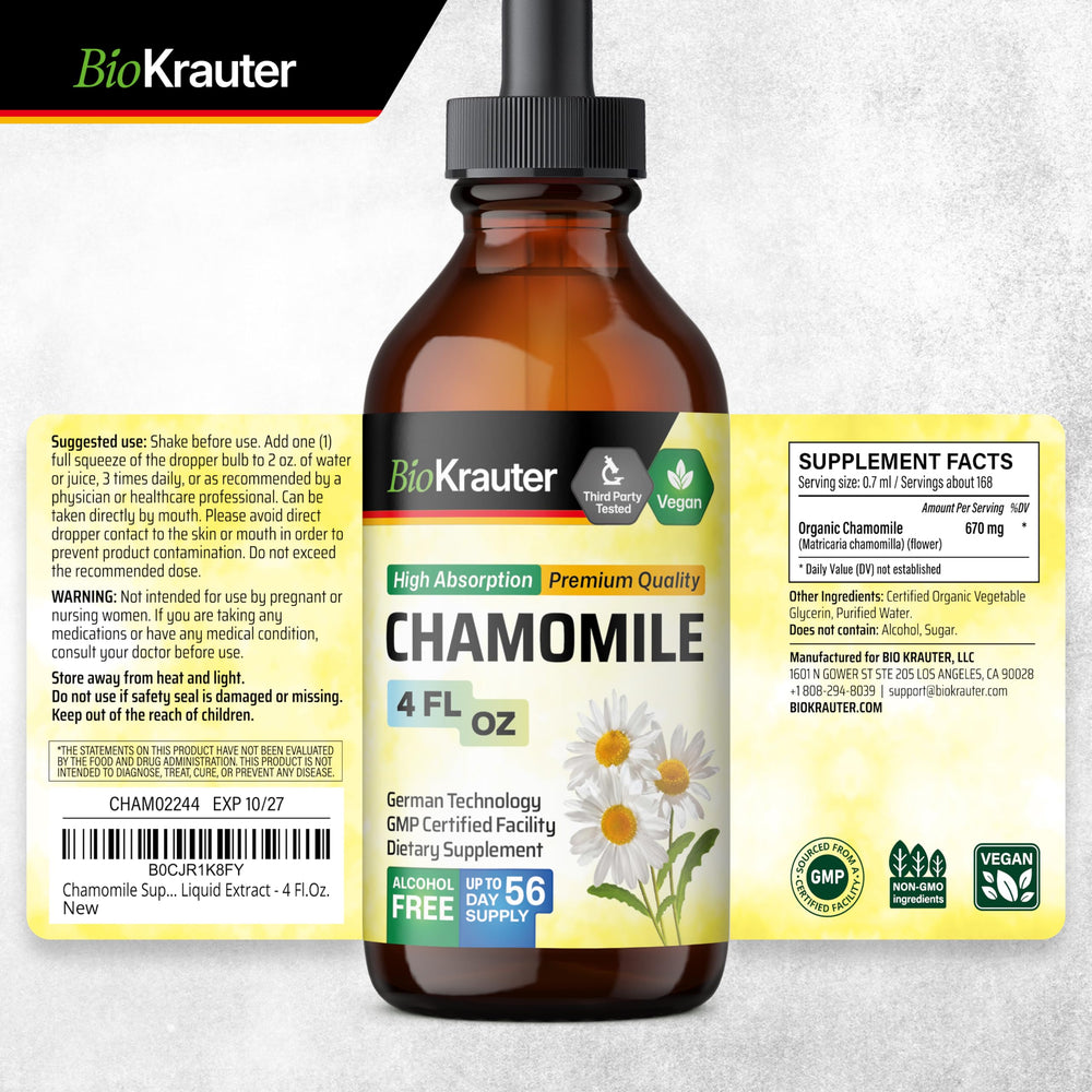 4 Fl. Oz bottle of BIO KRAUTER Chamomile Tincture