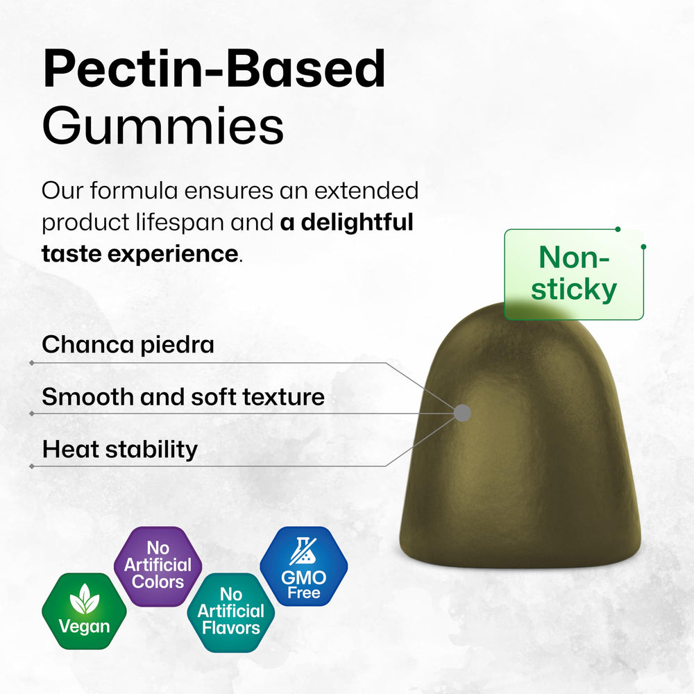 BIO KRAUTER gummies chew texture closeup demonstrates easy-to-chew supplement.