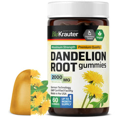 BIO KRAUTER Dandelion Root Gummies bottle-front view for convenient daily liver support