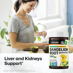 BIO KRAUTER Dandelion Root Gummies bottle-side view highlighting a 60-count package for routine detox