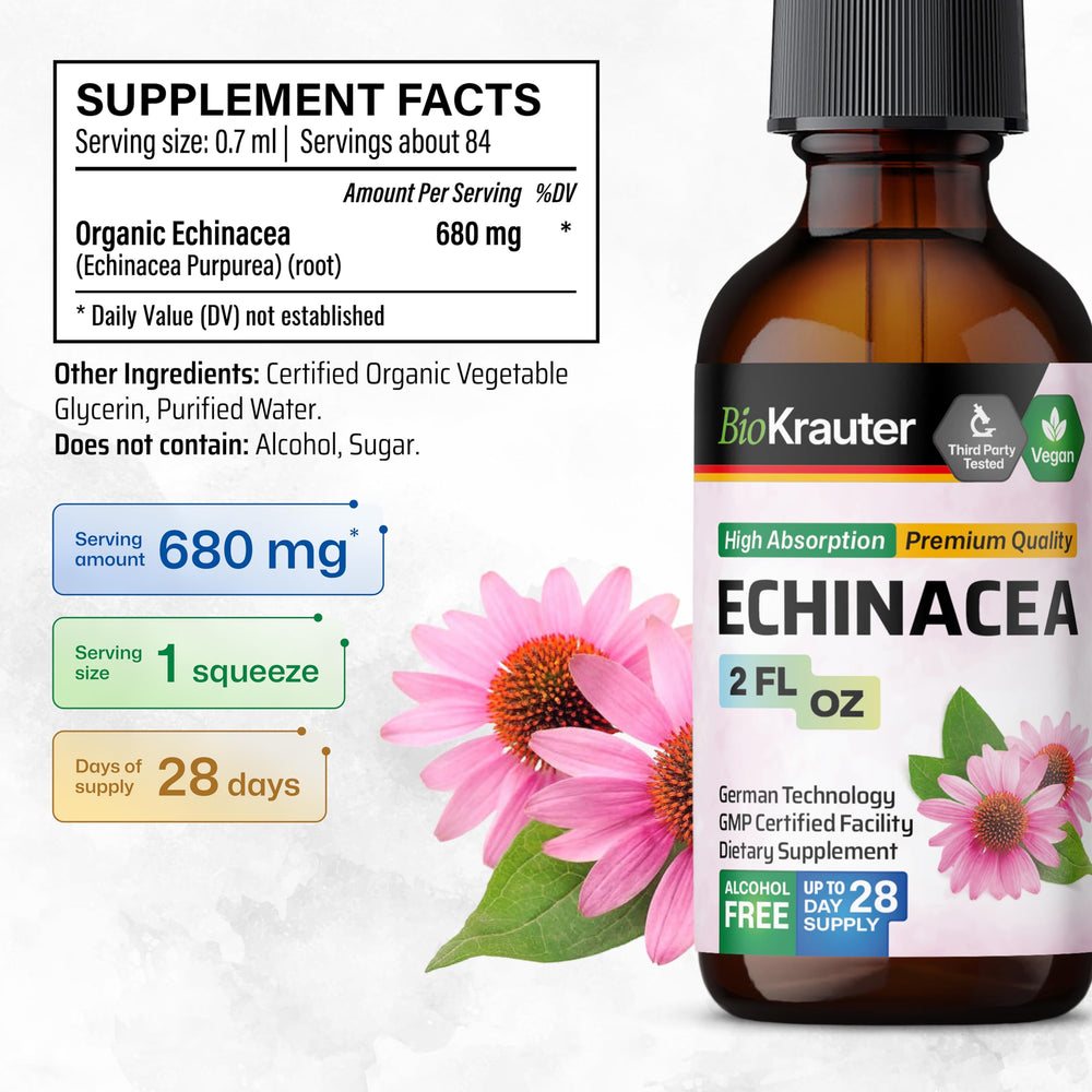 Front view of BIO KRAUTER Echinacea Tincture bottle label