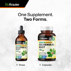 Usage instructions and warnings on the Goldenseal bottle