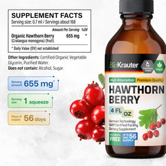 Close-up of 4 fl oz bottle label showing 655 mg per serving