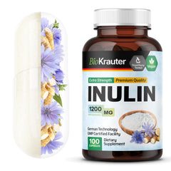 BIO KRAUTER Inulin Capsules bottle with 100 capsules (1200 mg per serving)