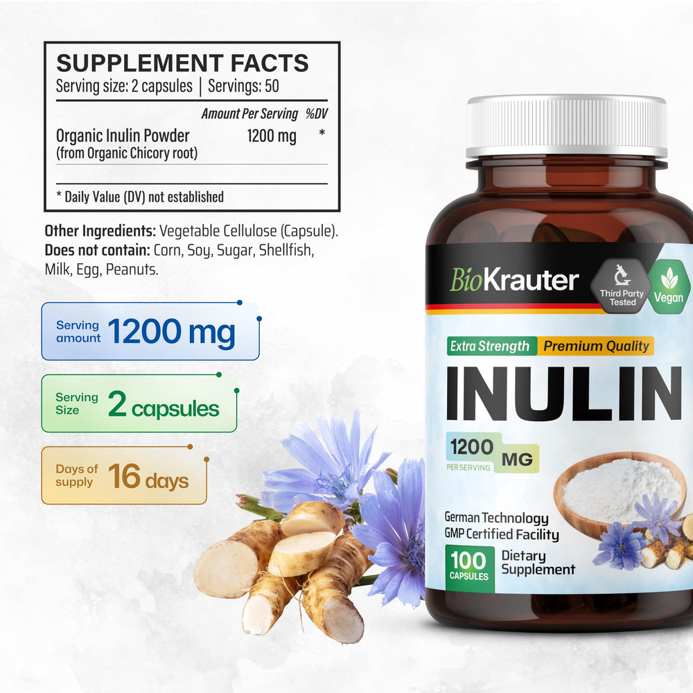 Vegetable cellulose vegan capsule containing inulin powder