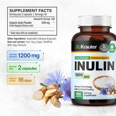 Vegetable cellulose vegan capsule containing inulin powder