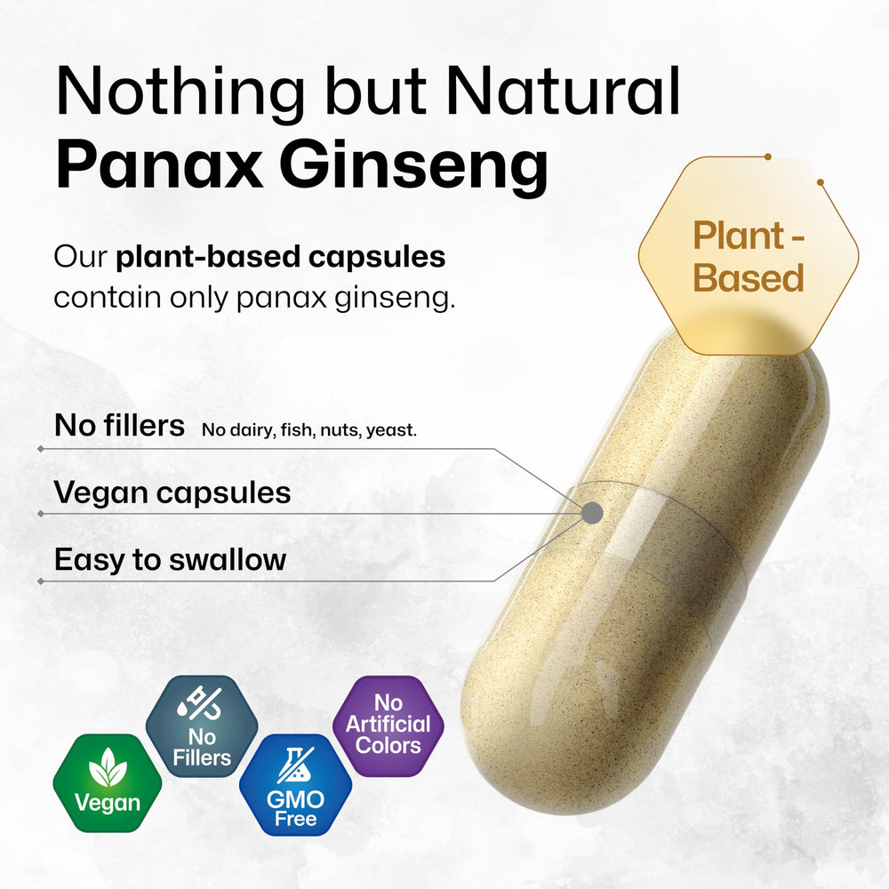 Panax ginseng capsules close-up