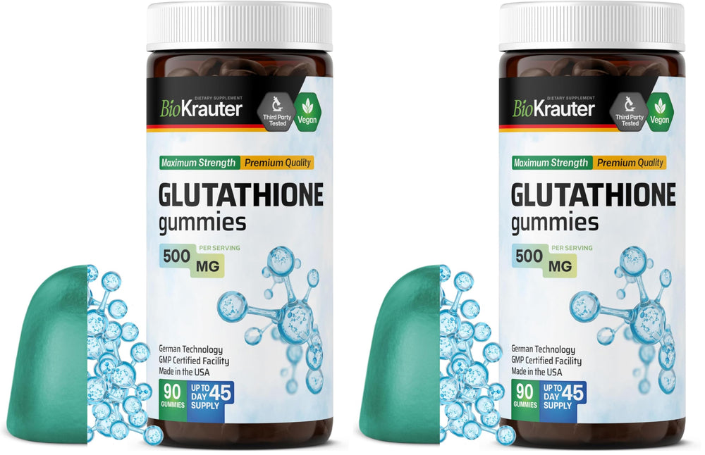BIO KRAUTER L-Glutathione Gummies bottle and packaging on white background