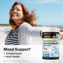 Close-up of L-Methylfolate gummies with apple flavor