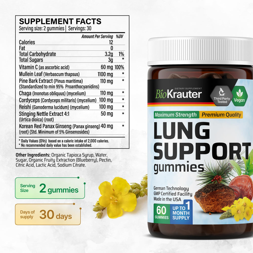 BIO KRAUTER Lung Detox Gummies open bottle with gummies for easy dosing