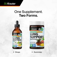 BIO KRAUTER Lung Detox Gummies on desk with daily routine setup