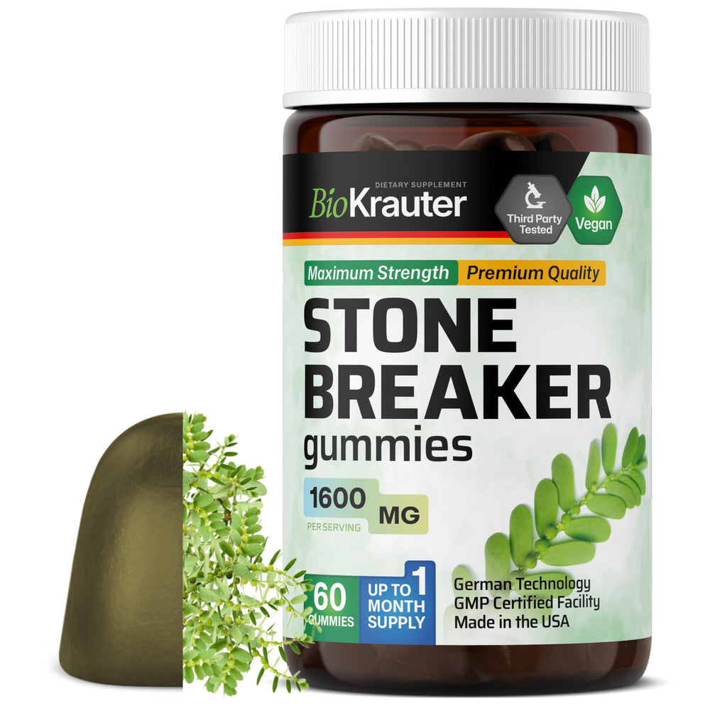 BIO KRAUTER Chanca Piedra gummies package shot for natural kidney and gallbladder support.