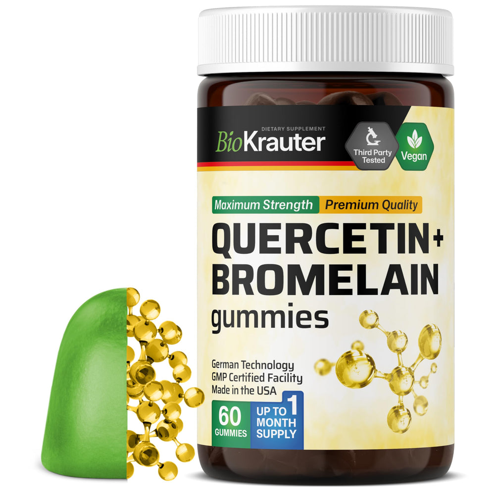 BIO KRAUTER Quercetin with Bromelain Gummies bottle — 60 vegan chews, apple flavor