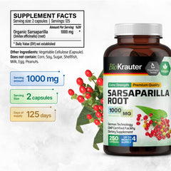 BIO KRAUTER Sarsaparilla 250-capsule pack for a 125-day wellness routine