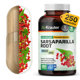 BIO KRAUTER Sarsaparilla Root Capsules bottle showing 1000 mg strength for detox support