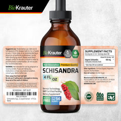 Back label showing 4 Fl Oz (118 ml) for BIO KRAUTER Schisandra Berry Drops