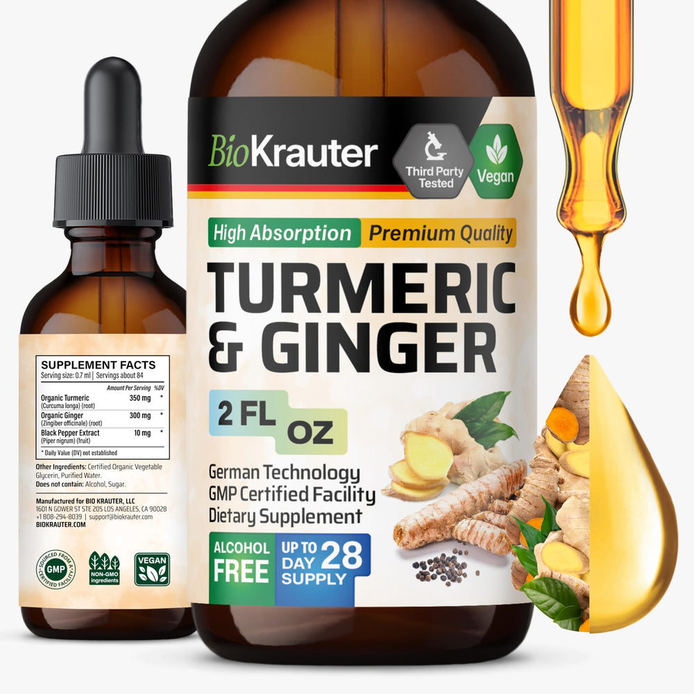BIO KRAUTER Turmeric & Ginger liquid tincture bottle 2 oz