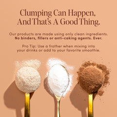 Bio.me fiber powder being stirred into a beverage