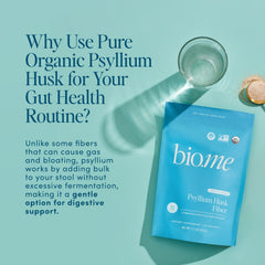 USDA Organic and Non-GMO badges on Psyllium product