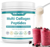 BIO NUTRI Collagen Peptides Powder bottle front view, unflavored 16oz