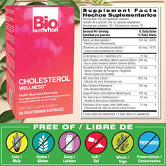 Bio Nutrition Cholesterol Wellness bottle side label
