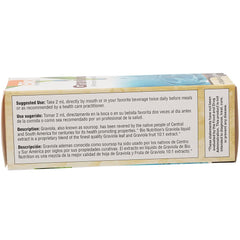 Serving bottle and measurement details for Graviola extract