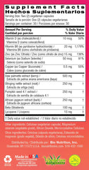 Quality and allergen icons on Bio Prostate 60 label