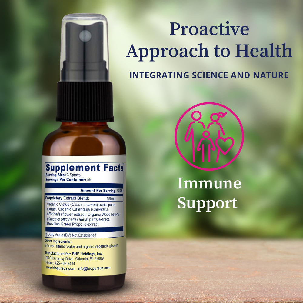 BioPure Propolis Throat Spray bottle – back view with label