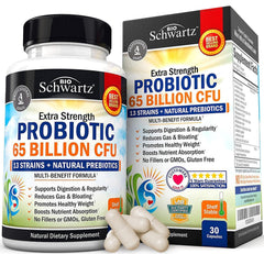 BioSchwartz probiotic 65 billion CFUs bottle