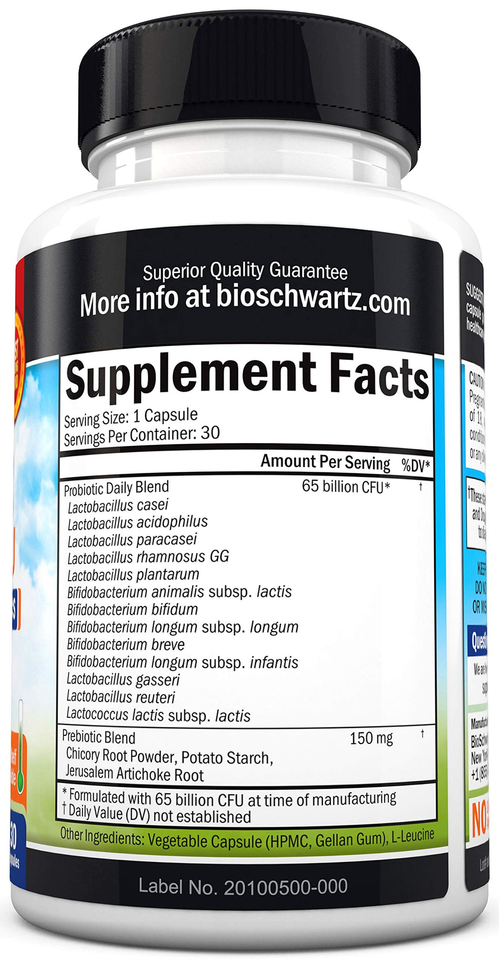 BioSchwartz 30-count probiotic bottle packaging