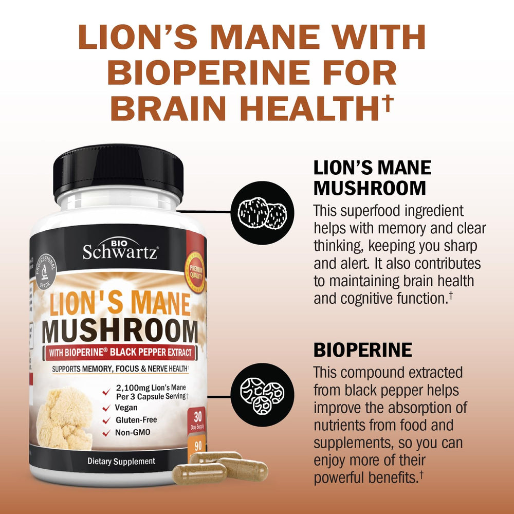 Product label highlighting mental clarity, memory and focus