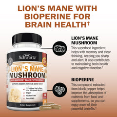 Product label highlighting mental clarity, memory and focus