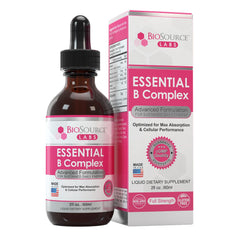 Front view of BioSource Labs Essential B Complex bottle