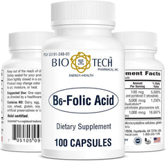 Ingredients and dosage information for B6-Folic Acid supplement