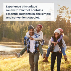 Dietary supplement packaging showing dairy-free, gluten-free icons