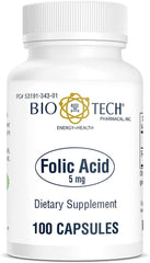 Bio-Tech Pharmacal Folic Acid 5 mg bottle and packaging