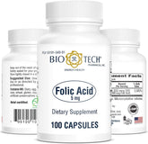 Bio-Tech Pharmacal Folic Acid 5 mg bottle – hero image