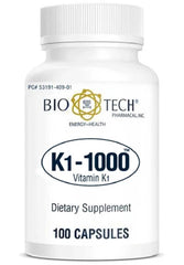 Bio-Tech Pharmacal K1-1000 Vitamin K1 100 Capsules 3 Pack – front bottle view