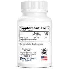 Bottle of Bio-Tech K-Bicarb potassium dietary supplement
