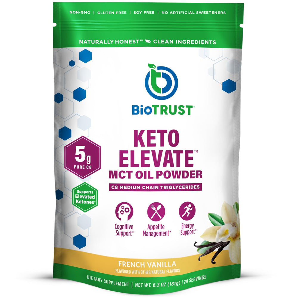 BioTRUST Keto Elevate French Vanilla powder hero shot