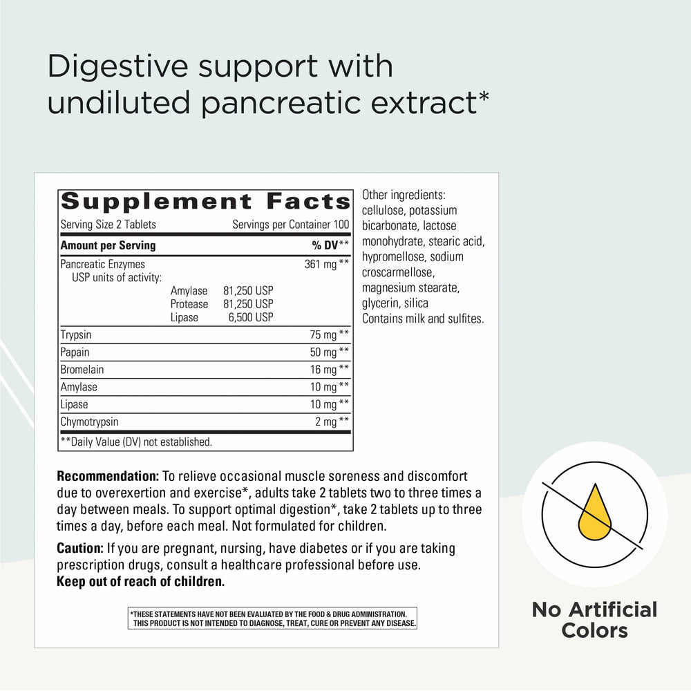Digestive enzyme tablets containing pancreatic enzymes