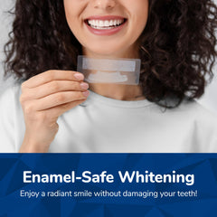 Close-up of whitening strips packaging showing 28-count