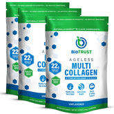 Front view of BioTrust Ageless Multi Collagen Powder bottle