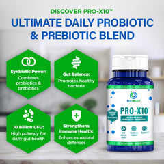 Close-up of Pro-X10 2.0 probiotic capsules