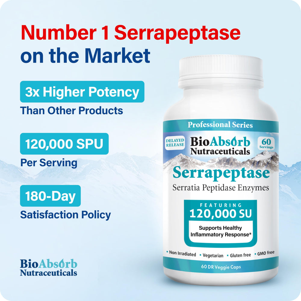 Close-up of Serrapeptase capsule highlighting potency